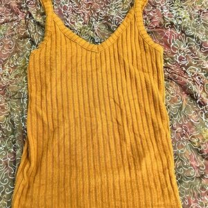 American Eagle Outfitters Mustard Ribbed V-Neck Tank